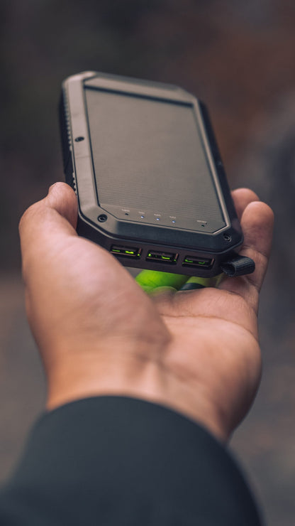 Beakon 10,000 mAh Solar Power Bank — Rugged Multi-Device Charger with LED Light